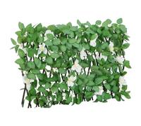 Kaloriko Treillis avec lierre artificiel vert extensible - 180 x 30 cm - Brise-vue - Élément de clôture avec 492 feuilles et 18 fleurs - En PVC et bois - Pour jardin, terrasse, balcon, sécurité et