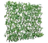 Kaloriko Treillis avec lierre artificiel vert extensible - 186 x 30 cm - Brise-vue - Clôture de jardin - Élément de clôture en bois PVC - Pour terrasse, balcon, intimité et protection contre le vent