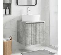 Kaloriko Vanité de lavabo Mural Gris béton en Bois d'ingénierie 49,5 x 44,5 x 65 cm avec Porte pivotante et Rangement sous Vasque pour Salle de Bain Moderne, Installation Facile