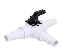 Kaloriko Vanne à Boule à 3 Voies pour Piscine, Plastique Blanc et Noir, Filetage Femelle 1 1 2 Pouce, avec 3 connecteurs 32 mm et 38 mm, Entretien Simple pour Spa Jacuzzi Filtre et Pompe
