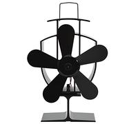 Kaloriko Ventilateur Soufflet poele Bois cheminee Granule Pellet Insert Foyer, 5 pales Noir en Aluminium anodise, Chaleur air Thermique Circulation Chauffage Silencieux pour Salon Maison Hiver