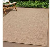 Kaloriko ZIZUR Tapis 240 x 240 cm aspect jute polypropylène léger résistant aux UV antidérapant intérieur extérieur pour balcon, terrasse, salon, chambre à coucher, salle à manger, facile d'entretien