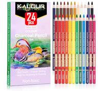 KALOUR PDAS 24pcs Crayons Pastels, Crayons de Charbon de Bois de Couleur Professionnelle, Art Supplies Set, supérieure pour coloriage, croquis, dessin, superposition et mélange pour artistes