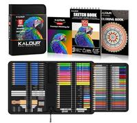 KALOUR PDAS Kit de dessin 112 pièces - Fournitures artistiques professionnelles avec carnet de croquis 3 couleurs et livre de coloriage, néon, coloré, aquarelle, métallique, graphite, fusain, cadeau