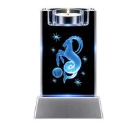 Kaltner Präsente Lumière d'ambiance - Un cadeau très spécial : bougie LED / bloc de verre en cristal / gravure laser 3D photophore signe du zodiaque Capricorne / éclairage aux couleurs arc-en-ciel