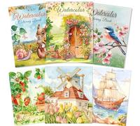 Kalysky 3 Livres de Coloriage Aquarelle, A4 Cahier Aquarelle pour Adultes | Livre Aquarelle pour Peinture pour Débutants, Watercolor Coloring Book, Papier 160GSM, Thèmes: Fleurs,Animaux,Paysages,Nature