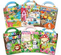 Kalysky Lot de 6 Livre d'autocollants Réutilisables, 250+ Autocollants 3D pour les Enfants de 2 et 6 ans, DIY Sticker d'activités Cadeaux d'anniversaire pour Garçons et Filles
