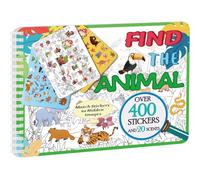 Kalysky Trouver les livres d'autocollants animaux, livres d'autocollants pour enfants de 2 à 8 ans, comprend 20 thèmes cachés, jouets éducatifs pour enfants