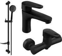 Kama DF75 Ensemble de mitigeurs de lavabo et de douche avec accessoires, noir (72504DF75-70)