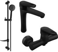 Kama DF75 Ensemble de mitigeurs de lavabo et de douche avec accessoires, noir (72514DF75-70)