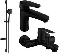 Kama DS75 Mélangeur lavabo et baignoire avec accessoires, noir (72503DS75-70)