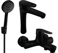 Kama R75 Mélangeur lavabo et baignoire avec accessoires, noir (72513R75-70)