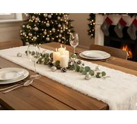 KAMACA Chemin de table - 28 x 200 cm - Aspect peau d'agneau moelleux - Pour l'hiver et Noël - Pour table à manger, buffet, table basse - Doux - Décoration individuelle (chemin de table 28 x 200 cm