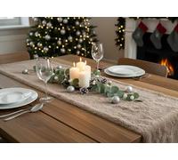 KAMACA Chemin de table - 28 x 200 cm - Aspect peau d'agneau - Moelleux - Pour l'hiver et Noël - Pour table à manger, buffet, table basse - Doux - Pour décoration individuelle - 28 x 200 cm - Taupe