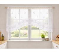 KAMACA Rideau de bistrot blanc avec dentelle élégante - 80 x 150 cm - Rideau brise-bise transparent avec motif de fruits tissé - Décoration élégante de maison de campagne pour cuisine et salle à