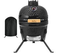 Kamado BBQ Egg : Barbecue au charbon de bois - 13 pouces - Avec housse - Diamètre : 27 cm - Noir - Équipé d'un thermomètre intégré