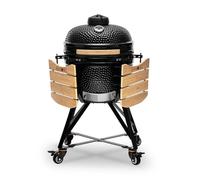 Kamado BONO BBQ Charbon Media - Kamado Barbecue ceramique Ø 51cm avec 12 ustensiles de cuisson - Noir Barbecue fumoir charbon de bois livré avec des ustensiles de cuisine supplémentaires