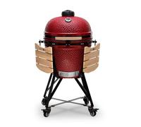 Kamado Bono Grande barbecue céramique XXL Ø 59 cm, rouge | Barbecue kamado fumoir à charbon - 6 ustensiles de cuisson inclus