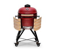 Kamado Bono Media barbecue céramique Ø 51 cm, rouge | Système de cuisson double zone - fumoir pour cuisiner, fumer et cuire