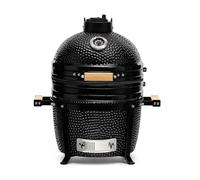 Kamado Bono Minimo BBQ Grill et 5 accessoires de barbecue supplémentaires gratuits - Barbecue Kamado Noir - Barbecue en céramique pour l'extérieur - Parfait pour le barbecue et le barbecue, Ø 40 cm