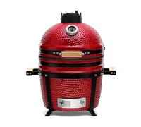 Kamado Bono Minimo BBQ Grill et 5 accessoires de barbecue supplémentaires gratuits - Barbecue Kamado rouge - Barbecue en céramique pour l'extérieur - Parfait pour le barbecue et le barbecue, Ø 40 cm