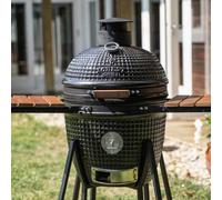 Kamado Forest-Grill L 18", 6 à 8 personnes, Grill 38 cm, Céramique 3 mm épaisseur, Inox 6 mm, Avec Chariot et Pierre à Pizza Inclus