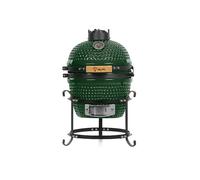 Kamado Haiiro Barbecue au charbon de bois, diamètre 32 cm, avec thermomètre, poignée en bois, en céramique, mini barbecue, vert