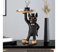 Kamanan Bouledogue Français Plateau, Statue de Bouledogue Français, Plateau de Rangement pour Pièces de Monnaie, Clés, Bonbons