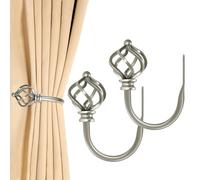 KAMANINA 1 Paire Embrasse en Rideaux Argent, U Form Embrasse Rideau Crochet | 2 Pièces, Attache Rideau, Embrasse pour Rideaux, Métal, Montage Mural, à Visser, pour Salon, Chambres, Suspendre des Objets