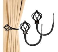 KAMANINA 1 Paire Embrasse en Rideaux Noir, U Form Embrasse Rideau Crochet | 2 Pièces, Attache Rideau, Embrasse pour Rideaux, Métal, Montage Mural, à Visser, pour Salon, Chambres, Suspendre des Objets