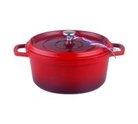 Kamberg - 0008186 - Cocotte Ø 16 cm Ronde Rouge Flammée - Fonte d'aluminium - Revêtement pierre - Tous feux dont induction - Sans PFOA