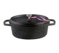 Kamberg - 0008198 - cocotte ø 30 cm ovale noire - fonte d'aluminium - revêtement pierre - tous feux dont induction - sans pfoa G