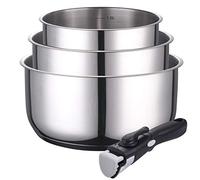 Kamberg - Batterie 3 casseroles inox 16 / 18 / 20 cm + Poignée amovible - Acier Inoxydable Pro - Tous Feux dont Induction - 0008116, Gris