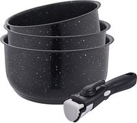 Kamberg - 0008134 - set 3 casseroles inox 16/18/20 cm - revêtement pierre - manche amovible - tous feux dont induction - sans pfoa inox G