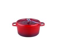 Kamberg - Cocotte Ø 16 cm Ronde Rouge Flammée - Fonte d'aluminium - Revêtement pierre - Tous feux dont induction - Sans PFOA