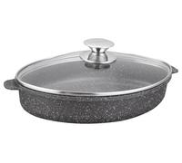Kamberg - Cocotte/Plat à four 30 x 21 x 6,2 cm - Revêtement pierre Sans PFOA/PFAS - Tous feux dont induction - 2 Litres, Noir