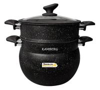 Kamberg -Couscoussier/Cuit Vapeur/Faitout 3 en 1 - Ø 24 cm -8 Litres -Aluminium -Convercle en Verre -Tous feux dont Induction -8229