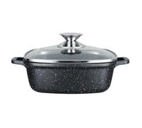 Kamberg - Faitout carré 20 x 20 cm - Fonte d'aluminium - Revêtement pierre - Couvercle en verre - Tous feux dont induction