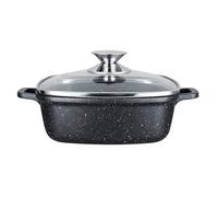 Kamberg - Faitout carré 28 x 28 cm - Fonte d'aluminium - Revêtement pierre - Couvercle en verre - Tous feux dont induction