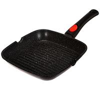 Kamberg - Poêle Grill 24 x 24 cm - Manche Amovible - Fonte d'Aluminium - Revêtement Type Pierre - Tous Feux dont Induction - Sans PFOA - 0008028, Noir