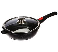 Kamberg - Sauteuse 24 cm - Manche Amovible - Fonte d'Aluminium - Revêtement Type Pierre - Couvercle en Verre - Tous Feux dont Induction - Sans PFOA - 0008026, Noir