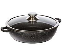 Kamberg - Sautoir / Sauteuse 28cm - Fonte d'Aluminium - Revêtement Type Pierre - Couvercle en Verre - Tous Feux dont Induction - Sans PFOA - 0008041, 28 x 28 x 7,5 cm, Noir