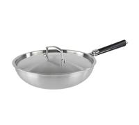 Kamberg - Wok inox 28 cm manche amovible - Acier inoxydable 18/10 Triply - Tous feux dont induction et four, Gris