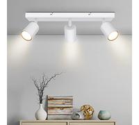 Kambo Plafonnier 3 Spot Orientable et Pivotant - Spot de Plafond GU10 | Blanc Spot Bar Plafonnier Applique Murale Moderne pour Couloir Cuisine, Ampoules non Fournies, Max 50W