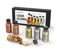 KAMENSKAYA Coffret Peinture Feuille Métallique Liquide - Ensemble de Peintures de Dorure Or Riche, Or Anglais, Argent, Bronze, Cuivre, Or Blanc - 6 x 20 ml