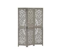 Kamerscherm 3 panelen handgesneden 120x165 cm mangohout grijs285337