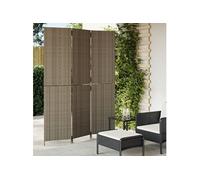 Kamerscherm 3 panelen poly rattan grijs365358