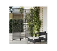 Kamerscherm 3 panelen poly rattan zwart365388