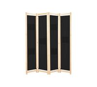 Kamerscherm met 4 panelen 160x170x4 cm stof zwart248184