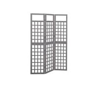 vidaXL Bois de Pin Cloison de Séparation à 3 Panneaux Séparateur de Pièce Diviseur Paravent Treillis Supports de Plantes Patio Gris 121x180 cm